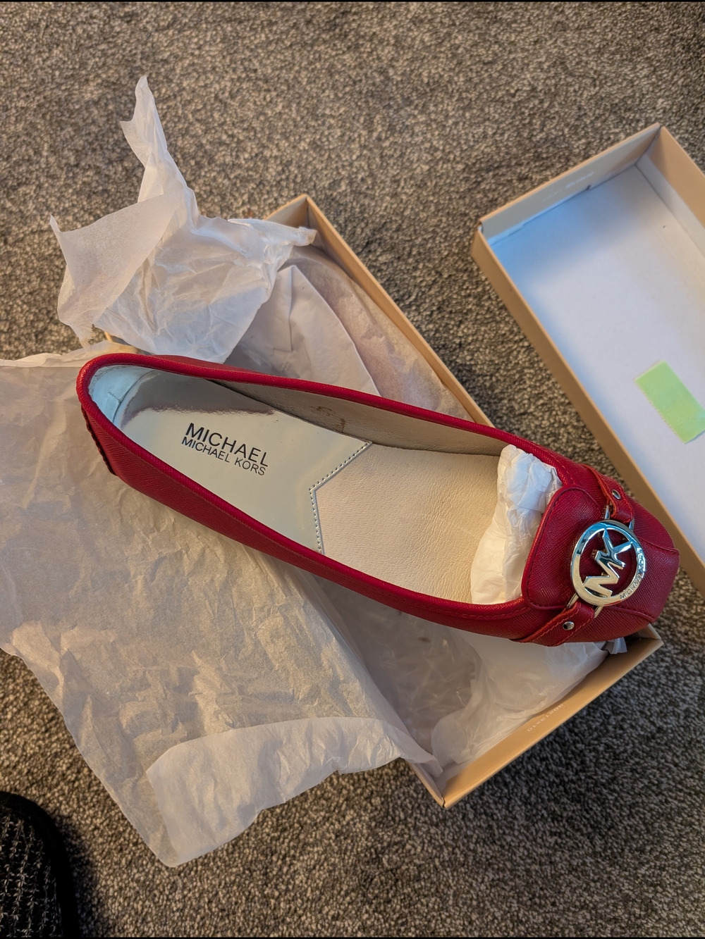 Michael Kors Red Ballet Flat with Signature MK Logo - Picture 2 of 5